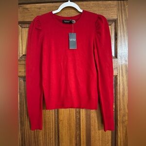 Lauren women’s Cotton-Blend Puff-Sleeve Sweater-Size:S